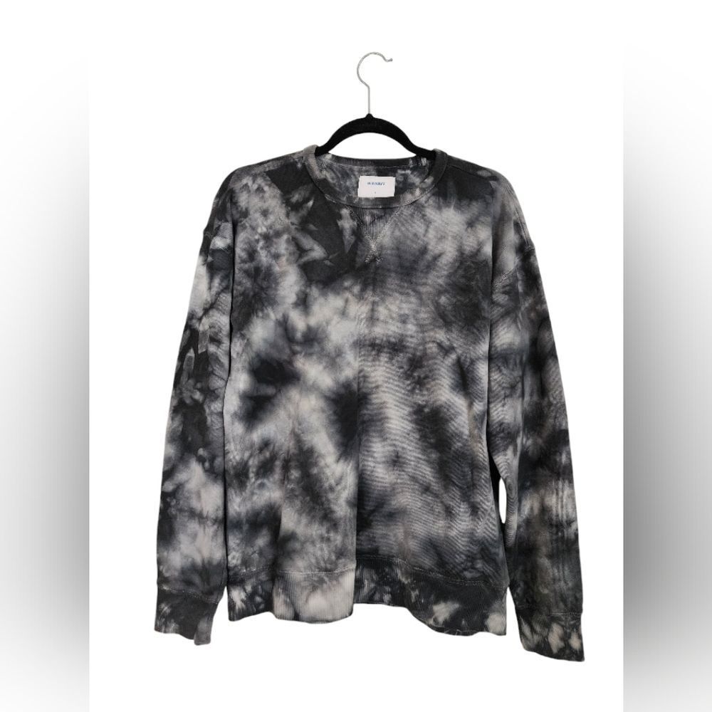 Old Navy Black And White Tie-Dye Mens Shirt - Crew Neck - Long Sleeves, Size S